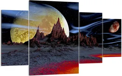 Produktbild von Bild auf Leinwand - Leinwandbild - Planeten Mond Universum - 160x90cm - Wand Bild - Wanddeko - Leinwanddruck - Bilder - Kunstdruck - Wanddekoration - Leinwand bilder - Wandkunst - DL160x90-2346