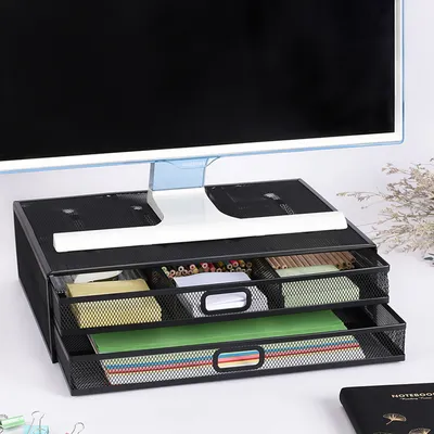 Produktbild von Monitorständer, Computer-Monitorständer mit Schublade, Computer-Monitor-Ständer, Für Laptops, Monitore, 40x30x11cm