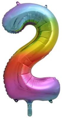 Produktbild von Folienballon Zahl 2 bunt regenbogen