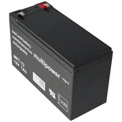 Produktbild von MultiPower MP7-12 Blei Akku mit Faston 4,8 mm 12V, 7000mAh