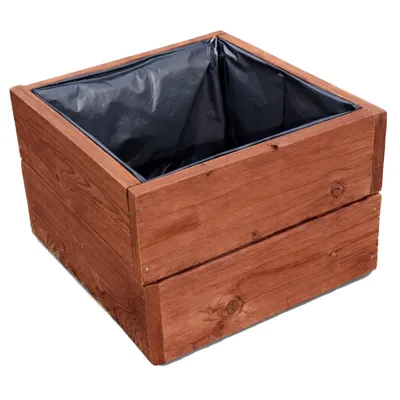 Image de Grand bac à plantes carré – Pot de fleurs moderne, résistant aux intempéries et robuste, pour balcon, terrasse et jardin D26 Nuss (40 x 40 x 28 cm)