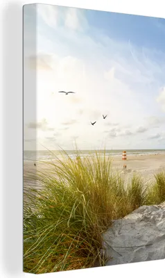 Zdjęcie produktu dla OneMillionCanvasses® - Obraz na płótnie - 90x140 cm, Plaża - Morze - Ptaki, Dekoracja ścienna - Zdjęcie na płótnie - Obraz na drewnianej ramie - Dekoracja ścienna - Sypialnia
