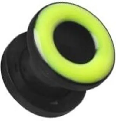 Produktbild von Ohr Flesh Tunnel Piercing Acryl Schwarz Screw On - Enamel Neon Grüne Beschichtung - VEFTBK 8MM