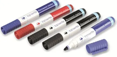 Produktbild von Topwrite - Permanentmarker-Set 5 Stück. (schwarz/blau/rot)