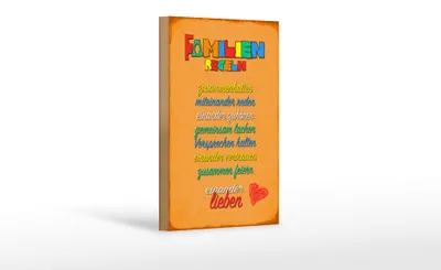 Produktbild von Holzschild Spruch 12x18cm Familien Regeln Schild