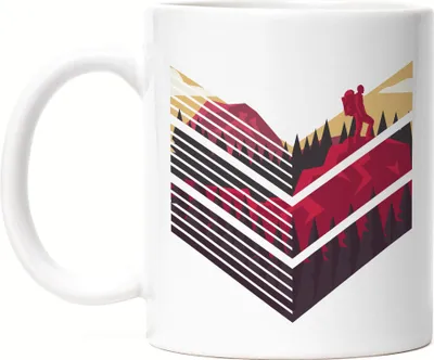 Produktbild von Hiking Tasse Weiß Berge Wandern Bergschuhe Wanderroute Bergsteigen Sportler Sport Berg Montain Hügel Gipfel