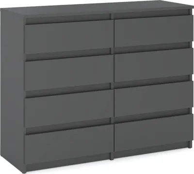 Image de MRBLS_HOME Commode 8 tiroirs gris mat 120x33,5x92,5 Sideboard Armoire à tiroirs pour salon chambre à coucher Meubles de rangement Armoire à vêtements