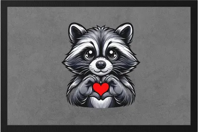 Produktbild von Süßer Waschbär Herzformende Pfoten Fußmatte Liebe Freundin Freund Geschenk