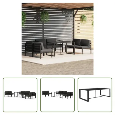 Immagine prodotto di The Living Store Set da giardino 7 pezzi con cuscini alluminio antracite