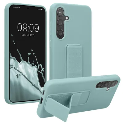 Produktbild von kwmobile Handyhülle für Samsung Galaxy S24 Plus Hülle - TPU Silikon Case mit Fingerhalter und Stand - Schutzhülle Cover in Mintgrün