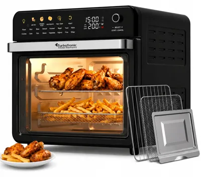 Zdjęcie produktu dla Piekarnik elektryczny TurboTronic z funkcją powietrznej Air Fryer Grill 40-230°c 34L 2100w Czarny