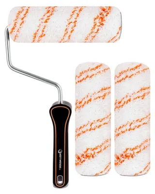 Produktbild von Farbroller Malerset mit 3 Mikrofaser-Rollenhüllen für Wandfarbe (17,8 cm), 4 Stück