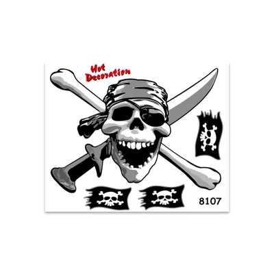 Image de Autocollant tête de mort pirate 14 x 16 cm