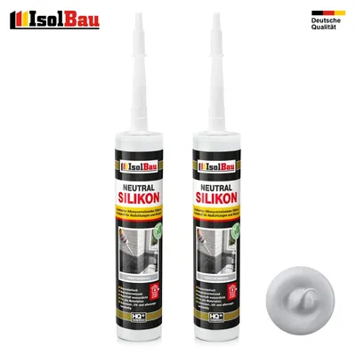 Isolbau Neutralsilikon 2 x 300 ml Fenstergrau Natursteinsilikon Dichtstoff Fugen