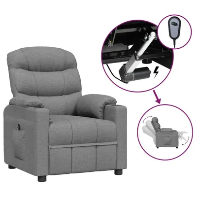 Immagine prodotto di vidaXL Poltrona relax elettrica in tessuto grigio chiaro