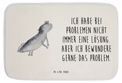 Produktbild von Mr. & Mrs. Panda badezimmermatte Axolotl Schwimmen - Weiß - Geschenk, duschmatte, Badvorleger, Lurch, Freude, glücklich, Badematte, Optimistisch, Badteppich