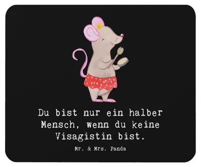 Produktbild von Mr. & Mrs. Panda Mauspad Visagistin Herz - Schwarz - Geschenk, mousematte, laptop mousepad, Lustig, Spruch, Mouse Pad, Kosmetikstudio, Ausbildung