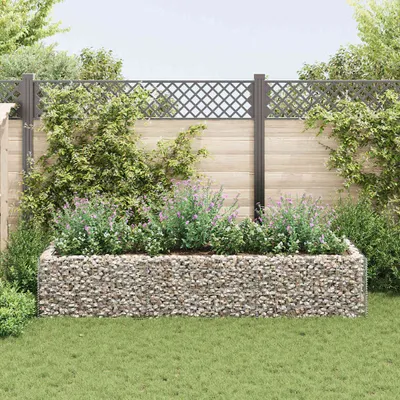 Produktbild von vidaXL Gabiónová zvýšená posteľ Oceľ 270 × 90 × 50 cm