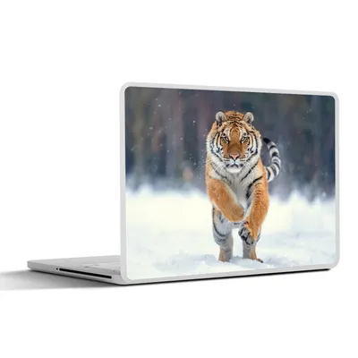 Produktbild von MuchoWow® Laptop Aufkleber Sticker Cover Tiger - Landschaft - Schnee - Tiere 31x22.5 cm - Laptop-Deko