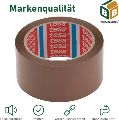 Produktbild von 36 x Tesa Klebeband (5 cm x 66 m) braun Paketklebeband Packband PP Kleberolle leise abrollend