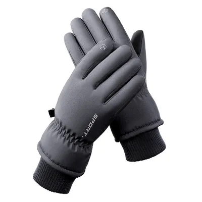 Imagen del producto de Guantes de invierno para hombre AIORBER, de doble capa, impermeables, con tejido resistente a la abrasión, ideales para esquiar, correr y montar en bicicleta, color gris