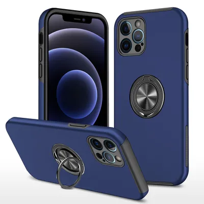 Produktbild von Smartphonica iPhone 12 Pro Hülle mit Magnet für Autohalterung und Ringhalterung - Blau