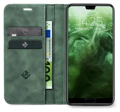 Produktbild von Handy Hülle für Huawei P20 Pro Klapphülle Bookcase Flip Cover Handy Tasche Etui Farbe: Grün