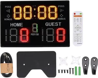 Immagine prodotto di Tabellone elettronico da interno con telecomando e 11 cifre - portatile e professionale per pallacanestro, pallavolo e ping-pong