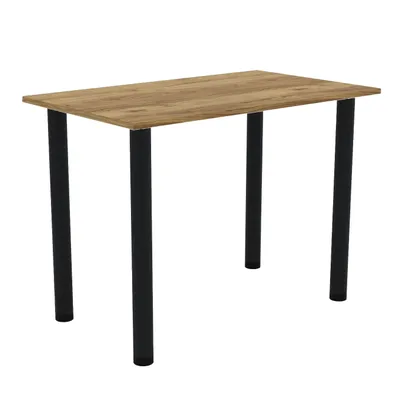 Image de AKKE Table en vieux chêne avec pieds noirs LxlxH : 60x60x74 cm