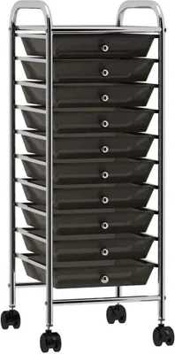 Image de Chariot de rangement mobile à 10 tiroirs Noir Plastique