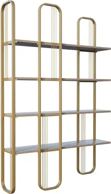 Produktbild von Bücherregal Almena, Büroregal, Mobiler Buchhalter, Bücherbrett, 125x28h180 cm, Gold