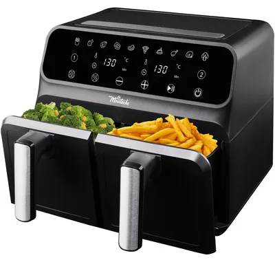 Heißluftfritteuse 8L, 2 Körbe, 1700W, 10 Programme, Timer