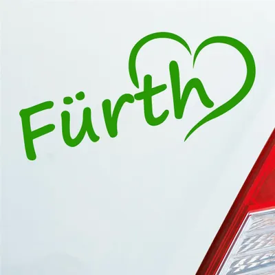 Produktbild von Auto Aufkleber Fürth Herz Stadt City Liebe Love Heimat 17x8 cm Hellgrün Sticker Heckscheibenaufkleber