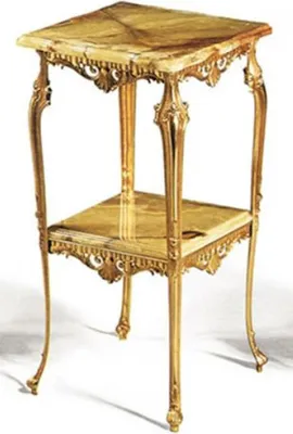 Immagine prodotto di Casa Padrino Tavolino barocco oro/beige 40 x 40 x h. 72 cm - Tavolino in ottone nobile con piano in marmo - Mobili da salotto barocchi - Qualità lusso