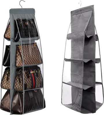 Produktbild von Kleiderschrank Aufbewahrungsbox Box Kiste Hängeregal für Handtaschen, Größe:UNIVERSAL, Farbe:Grau