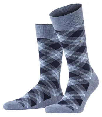 Productafbeelding van Burlington heren sokken, tartan patroon, maat M, 100% katoen, met dessin, 1 paar, blauw, jeanskleur