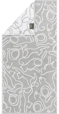Produktbild von Cawö Handtuch Cute Cats Farbe platin/weiß Größe 50x100 AL