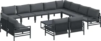 Immagine prodotto di vidaXL Set di divani da giardino con cuscini 13 pezzi Acciaio nero