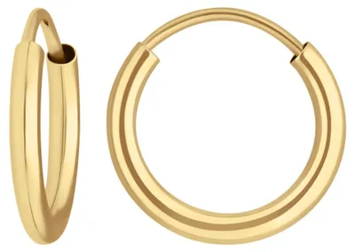 Paar-Ohrringe-Creolen-rund-schlicht-aus-585-Gelbgold-13x2mm