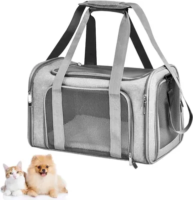 Obrázok produktu pre Prepravná taška pre domáce zvieratá - Taška na nosenie pre mačky - Bezpečné cestovanie - Skladacia konštrukcia - 40 x 25 x 25 cm - Šedá