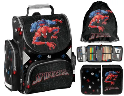 Produktbild von Schulranzen Set 3-teilig Tornister Jungen Spiderman Schwarz