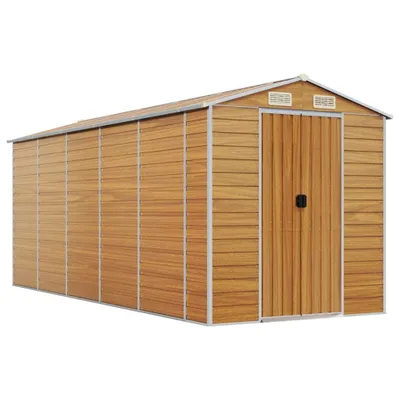 Image de Abri de jardin marron clair 191x470x198 cm acier galvanisé