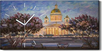 Produktbild von Leinwand Uhr Küche Wohnzimmer Bild 60x30 Gemälde Kirche Kathedrale Architektur - weiße Hände