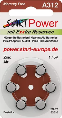 Immagine prodotto di StartPower - 60 batterie per apparecchi acustici - Tipo A312 - 1,45 V - 160 mAh - PR41