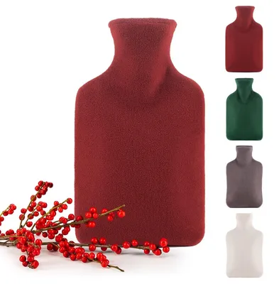 Produktbild von Wärmflasche Wärmekissen Wärmeflasche - 1,5 Liter - Naturkautschuk - Fleece-Bezug - Rot - Für Schmerzlinderung und Entspannung