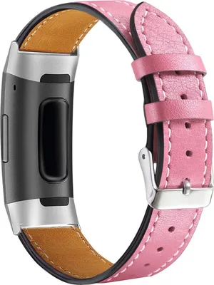 Produktbild von Kompatibel mit Fitbit Charge 3 & 4 Armband Kunstleder verstellbar Ersatzarmband weich + robust ROSA PINK