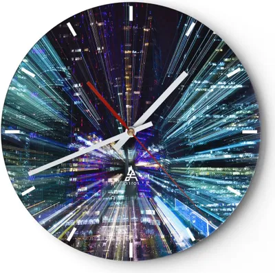 Produktbild von Wanduhr - Rund - Glasuhr - Abstraktion modern - 40x40cm - Schleichendes Uhrwerk - Lautlos - zum Aufhängen bereit - Dekoration Modern - Wanddekoration aus Glas - C3AR40x40-4044