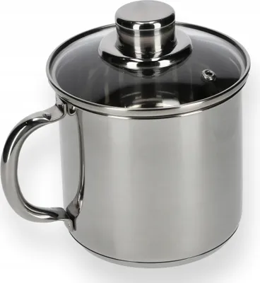 Image de Casserole - Acier inoxydable - 1,2 l - Avec couvercle - Pour induction et gaz - Argent