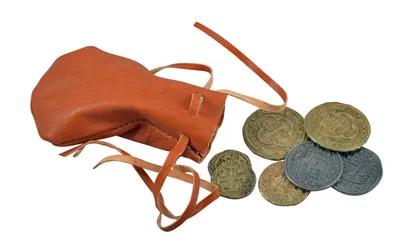Produktbild von Geld-Lederbeutel Mittelalter inkl. 8 Deko Münzen