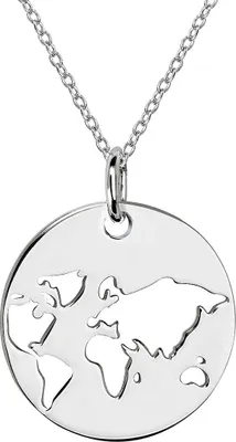 Produktbild von MATERIA Damen Kette mit Anhänger Globus Weltkugel - 925 Silber Schmuck Kettenanhänger rund 42+5cm KA-453